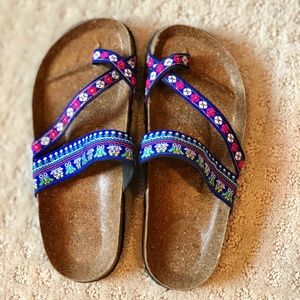 Rare Handwoven Colorful Cork Sandal (Birkenstock)